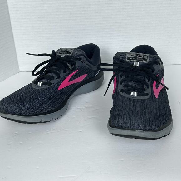Brooks Pure Flow 7 Running Sneaker Shoes Womens US 10.5 B Black Lace-Up Low Top - Picture 2 of 15